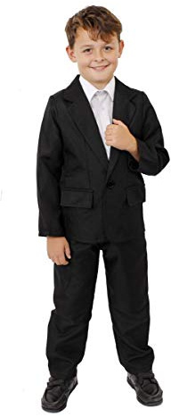 Disfraz de agente secreto para niños. Traje negro de 2 piezas con chaqueta y pantalones. Perfecto para ciencia ficción, temática de películas y disfraces de Halloween