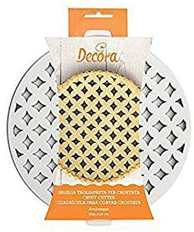 DECORA, 0215800 Rejilla Cortapastas para Tartas con Diseño Patentado, Hecha de Plástico, Ideal para Crear Rápidamente la Decoración de la Arabesque de la Tarta, Diámetro Ø 30 cm