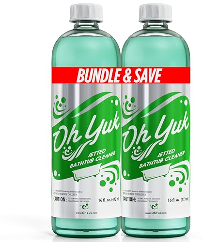 Oh Yuk Jetted Bathtub Cleaner for Jet Tubs, Whirlpools, The Most Effective Jetted Tub Cleaner, Septic Safe | Two 16 Ounce Bottles!