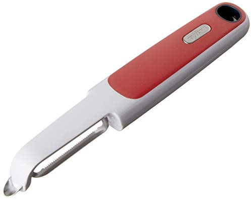 Zyliss Soft Skin Fruit & Vegetable Peeler - Stainless Steel Serrated Peeler - Perfect for Potato, Cucumber, Carrot, Apple, Orange, Tomatoes, & More - Comfort Grip Peeler Kitchen Tool - Red