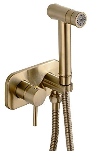 TRUSTMI Ottone spruzzatore per bidet Miscelatore nascosto caldo e freddo Kit rubinetto, oro spazzolato 1