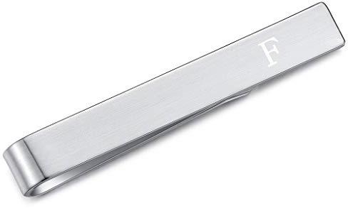 HONEY BEAR 4cm Herren Briefe Initialen Kinder Krawattennadel Krawattenklammer für schmale Krawatten Edelstahl Tie Clip (F)