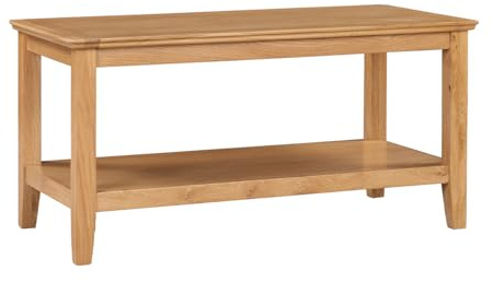 Hallowood Furniture Hereford Solid Oak Wood Large Coffee Table with Shelf