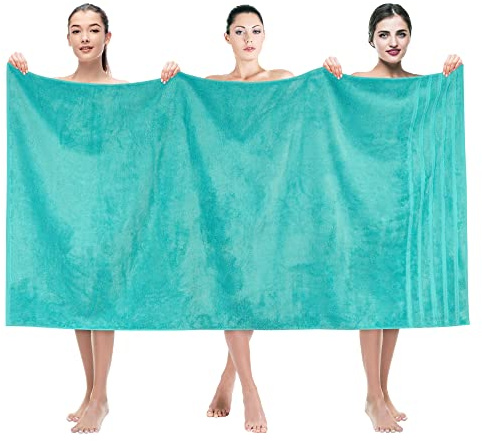 American Soft Linen, Bath Sheet 35 in 70 in, 100% Turkish Cotton, Jumbo Large Bath Towel Sheet, Premium Quality Luxury Towels for Bathroom, Soft Absorbent Bath Sheet Towels, Turquoise Blue