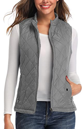 LONGKING Women's Vest - Stand Collar Lightweight Zip Quilted Vest for Women