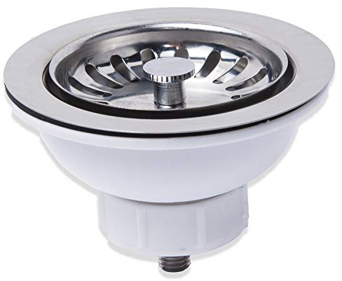NRG 90mm Stainless Steel Kitchen Basket Strainer Sink Waste Drainer Plug | No Overflow Connection