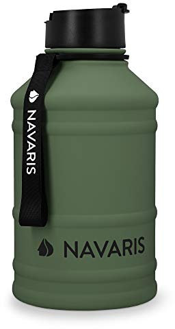 Navaris Stainless Steel Water Bottle - 2.2 Litre Large Metal Sports, Camping, Gym Canteen for Drinking Water, Liquid, Drinks
