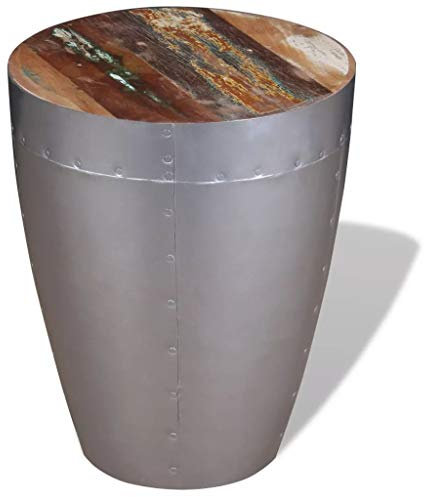 TEWTX7 Massivholz, 36 x 44 cm | Dekohocker, Schemel, Blumenhocker, Hocker Sitzhocker im Retro-Industrie-Design Altholz