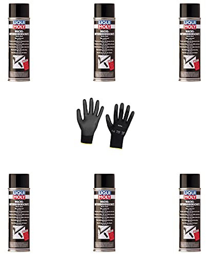 Iloda 6xOriginal Liqui Moly 500ml Wachs-Unterbodenschutz anthrazit/schwarz 6100 Schutzhandschuhe