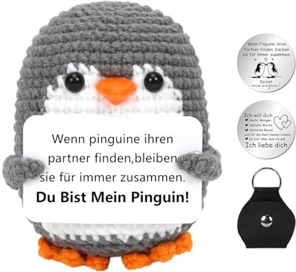 Mini Pinguin Ich Liebe Dich Geschenke, Jahrestag Geschenk für Frauen, Pinguin Puppe mit Liebesmünzen Karte, Pocket Hug Pinguin, Romantische Geschenk für Ehefrau Hochzeitstag Valentinstag Geburtstag