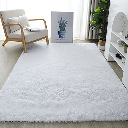 warmsile Teppich Wohnzimmer Teppich, Moderne, Flauschige Und Zottelige Teppiche Für Wohnzimmer, Esszimmer, Kinderzimmer, Schlafzimmer,Weiß,200 x 300 cm