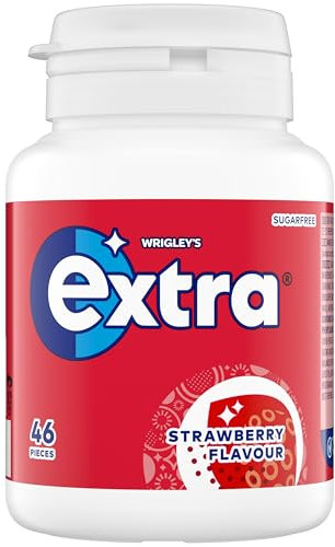 Wrigley's Extra Chewing Gum Bottle Sugar Free, Strawberry Flavour, 46 Pieces