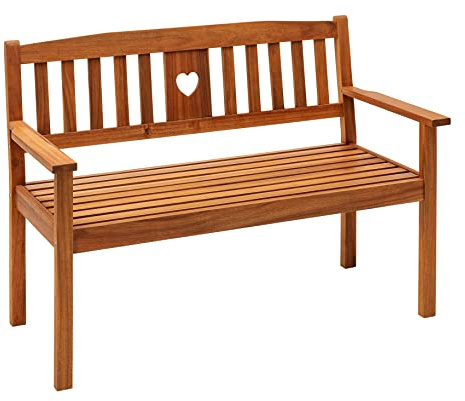 Dehner Gartenbank Heart, braun, 90 x 127 x 61 cm | 2-Sitzer, FSC®-zertifiziertes Akazienholz