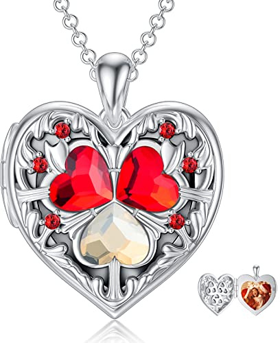 Dorunmo Damen Herz Medaillon Silber 925 zum Öffnen 925 Silber Medaillon mit Kristall mit Kette 45 cm mit Elegante Geschenkverpackung Geschenk für Sie Frau Freundin Mama Geburtstag/Weihnachten