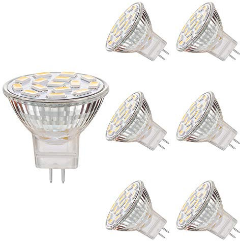 MR11 GU4.0 3.5W LED Light Bulbs, Equivalent to 25-35W Halogen Lamps, GU4.0 Base AC/DC 12V,350LM,Spot Light Bulb,Recessed Lighting,Track Lighting,Warm White(3000K,6pcs)
