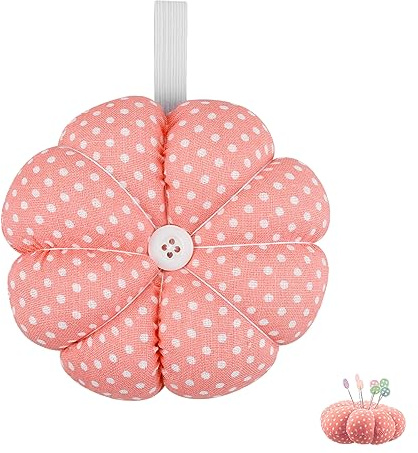 Jagowa 1 Piece Sewing Pin Cushion Pumpkin Shaped for DIY Crafts Quilting Needlework Sewing Accessories Wrist Pin Cushion (Pink)