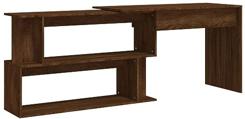 vidaXL Hörnskrivbord brun ek 200x50x76 cm konstruerat trä