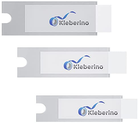KLEBERINO Beschriftungsfenster selbstklebend | inclusive weißen blanko Einsteckschilder | Sichthüllen zum Kleben | schmale Seite offen (100, 35mm x 75mm)