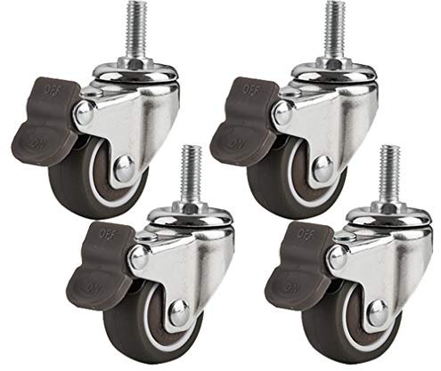 4 Rollen, Möbelrollen, Gummiräder, mit M6/M8/M10-Schraubenrollen, für Möbel, Tischwagen, Bett, Werkbank (1/1,5/2)