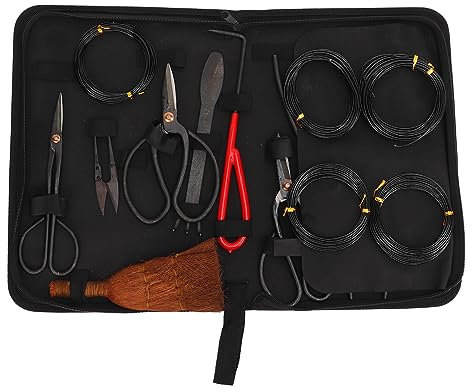 Juego de Herramientas para Bonsái, Juego de Herramientas Manuales para Jardín, Tijeras de Podar como Accesorios para Plantas, Cortador de Hojas de Acero Al Carbono, Tijeras de Podar, Rastrillo, Kit de