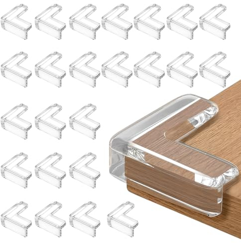 AZWOOD Table Corner Protectors for Kids, 24pcs Soft and Safe Edge Protection Silicone Baby Proofing Corners, Child Safety Clear Edge & Corner Guards for Furniture Against Sharp Corners (Right Angle)