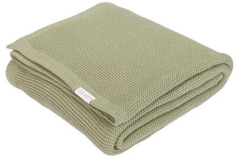 Little Dutch Decke Strickdecke Kinderdecke Strick Kinder (110x140 cm) grün - Little Farm