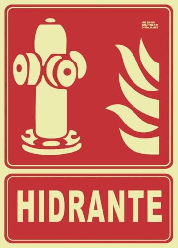 IberNorma FB0112 Señal Hidrante 21x30cm Clase B D≤10m PVC Luminiscente Homologada nueva UNE 23034:2023 y RIPCI