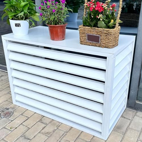 GODFSAHG Sichtschutzzaun für Klimaanlagen, Fensterläden für Blumenregale, Aluminium-Klimaanlagenabdeckungen, freistehender Raumteiler mit Lamellen, zum Schutz im Freien, um die Klimaanlage