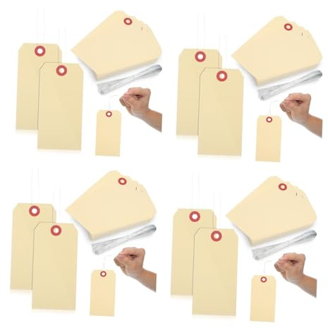 ULTECHNOVO 400 STK Versandaufkleber Versandetiketten Transportetiketten Versandanhänger Verpackungsanhänger Verpackungsetiketten Manila-Tags Leere Tags Eisendraht
