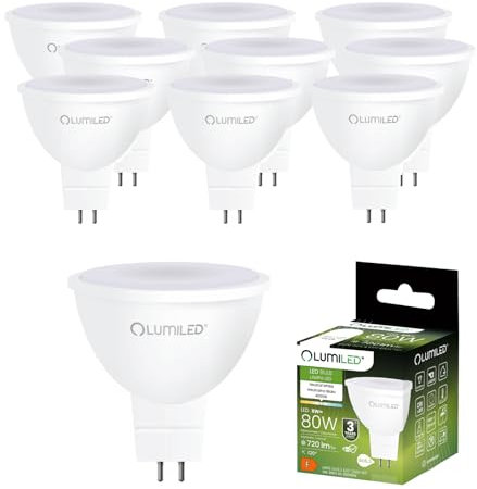 Lumiled 230V GU5.3 LED Lampen Leuchtmittel Spot 10 Stück Set, MR16 8W (entspricht 80W) 4000K Neutralweiß 720 Lumen 120° Abstrahlwinkel Spots Glühbirnen