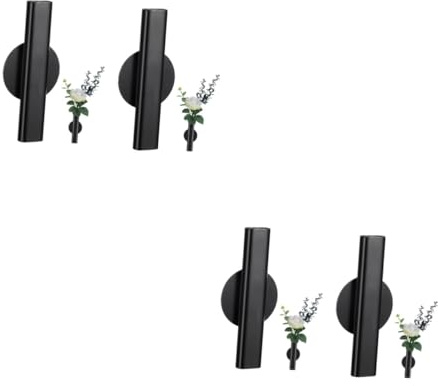 KITANDOVE Blumvase Für Wand 2st Wandblumenständer Kleine Blumenvase Wildblumen Blumenvasenhalter Für Die Wand Blumenvase Wohnkultur Wandvase Wandpflanzenvase Schwarze Selbstklebende Wandvase Metall