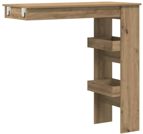 vidaXL Tavolo da bar da parete – Moderno tavolo da bar rettangolare in rovere artigianale per cucina o soggiorno – 102 x 45 x 103,5 cm in legno ingegnerizzato con scomparti portaoggetti