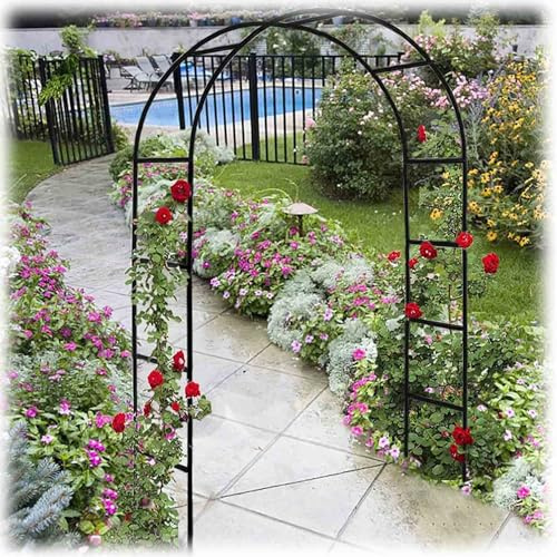 Arche de jardin en métal noir solide pour terrasse, plantes grimpantes, décoration de fête, 120 x 230 cm