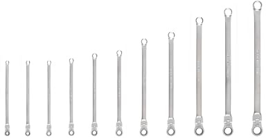 TEKTON WRB95001 - Set de llaves de carraca de 12 puntas con cabeza fija y flexible largas, 11 unidades (1/4-3/4 pulgada)