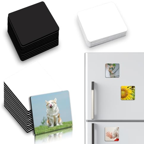 EAPIKON 12Stk Sublimation Rohlinge Magnete aus Aluminium, Personalisiert Kühlschrank-Magnet Blanko Dekorative DIY, Sublimations Magnetisch Aufkleber für Küche Büro Zuhause Dekoration, Rund (5x5CM)