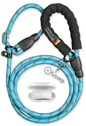 Hundeleine Retrieverleine, Führleine Zugleine Moxonleine für mittelgroße große Hunde 185 x 1,2 cm aus starkem Nylonseil, mit Einer Fingerzahnbürste für Hunde und Katze, Fingerling