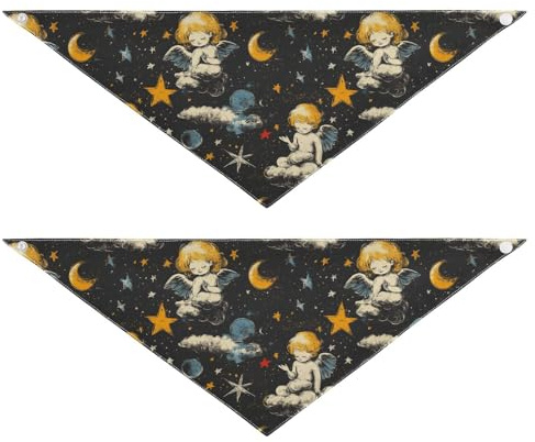 Glam Angel Hundehalstuch, trendsetzender Stil, niedliches Hundehalstuch, Druckknopf, Uni, für Welpen, Katzen, 2 Stück