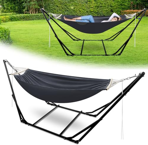 Hebitod Hamac avec structure pliable et en métal, jusqu'à 150 kg, chaise suspendue pour camping et jardin avec sac de transport