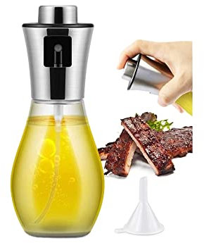 GLJTUO Dispensador De Aceite Y Vinagre Dispensador De Aceite Y Vinagre, Pulverizador De Aceite, Botella Pulverizadora De Aceite De 200 Ml para Cocinar con Acero Inoxidable,