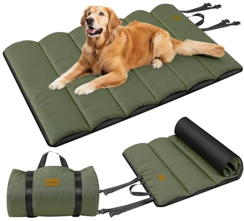 Gimars Letto per cani da esterno migliorato con film impermeabile, facile da arrotolare con fibbia, grande letto da viaggio per cani medi e grandi, portatile, pieghevole, lavabile