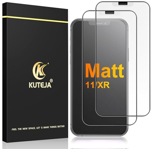 Kuteja Matt Panzer Schutz Glas für iPhone 11/XR [2 Stück], 9H Härte Full Screen Matte Schutzfolie, Anti-Fingerabdruck, Blendschutz, Anti-Kratzen Gehärtetem Glas Displayschutzfolie