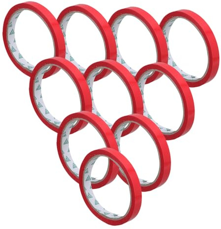 ABOOFAN Ruban Adhésif Rouge Pour Paquet à Fruits Et Légumes 12 Mm x 45 M, 10 Rouleaux, Ruban De Fermeture En Polypropylène Résistant, Pour Emballage Frais En Supermarché Et Maintien Sécurisé