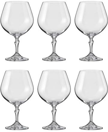 simpa Fine Blown Bohemia Crystal Brandy Cognac Glasses 400ml - Set of 6