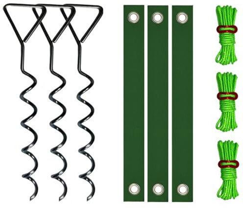 Bibykivn Ancla de Suelo, 40 cm Anclaje al Suelo, Trampolín para atornillar, Resistente para Tiendas de campaña, Columpios, toldos, Camping, Resistente al Viento Fuerte Inoxidable (Negro 1)
