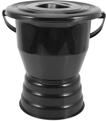 Sharplace Crachoir avec couvercle, pot de chambre à bords lisses, pratique, urinoir de nuit pour chambre d'adultes femme, Noir