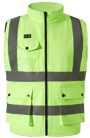 UHouse Beheizbare Weste Herren Warnweste Winter Heizweste Outdoor Reflektierende Arbeitsweste Elektrische Beheizte Westen Warn Ärmellose Heizjacke mit 29 Heizzonen USB Warm Warnschutzweste
