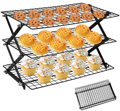 3 Plantas Rejilla para Enfriar Pasteles, Apilable Rejilla para Horno
