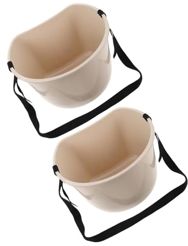 CIYODO 2pcs Plastic Harvesting Buckets with Shoulder Straps for Hands-free Berry and Seed Picking, Portable and Efficient Spreading Containers for Garden Harvest Activities