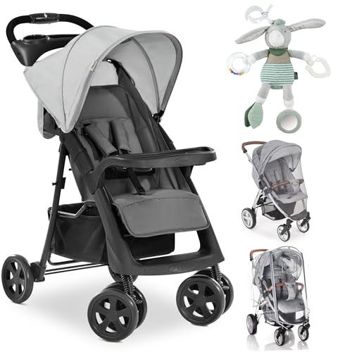 hauck Buggy Shopper Neo II con pacchetto di accessori XXL & Fehn giocattolo – Passeggino sportivo con meccanismo pieghevole con una sola mano, schienale regolabile e parapioggia, grigio