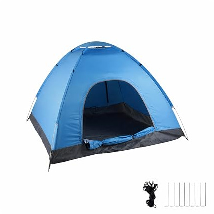 Relaxdays Pop Up Zelt Strand, Wurfzelt, 2-3 Personen, kleines Packmaß, UV Schutz 50+, HxBxT: 135 x 200 x 200cm, blau